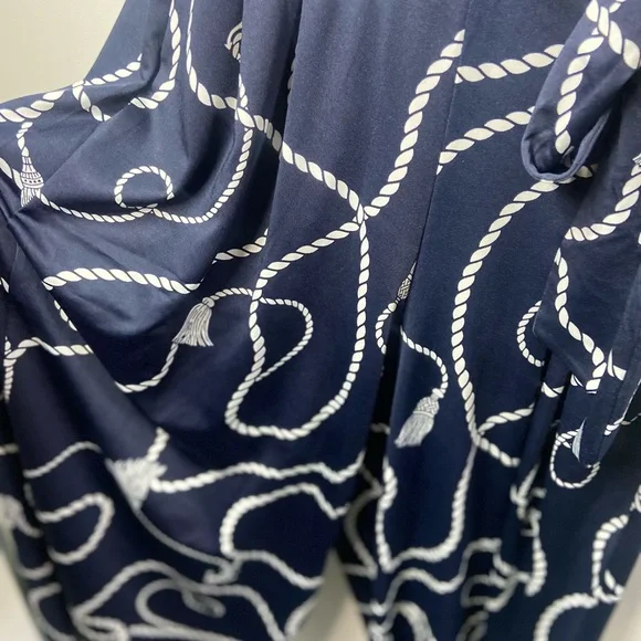 Nina Leonard Navy and White Rope Print Jumpsuit - Picture 2 of 8